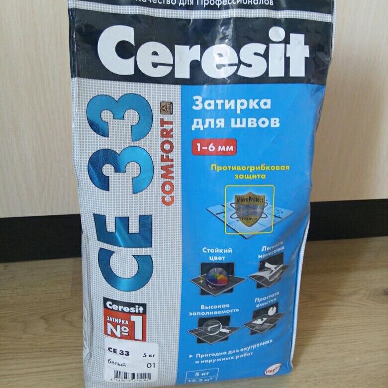 Затирка белая СЕ 33/5 5кг Ceresit 48586