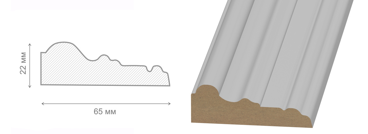 Наличник фигурный №1, 65х22х2200