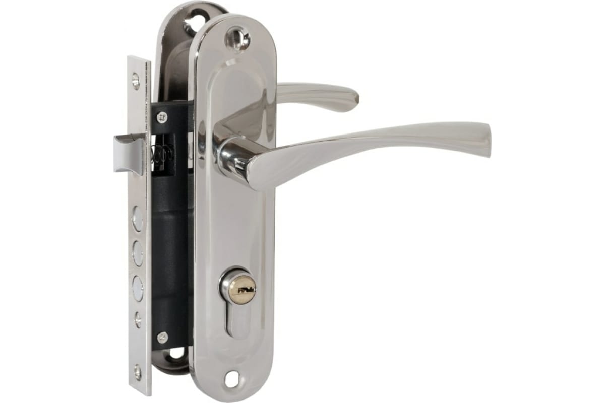 Замок врезной Vettore 1023 m60Z в комплекте с ручкой и цилиндром CP хром 20289