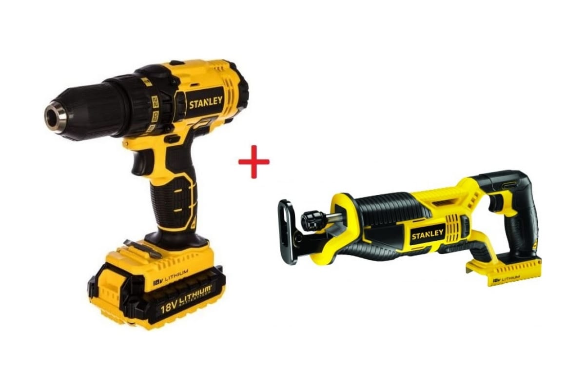 Набор инструмента аккумуляторный Stanley SCD20S2K + STSC1820-RU