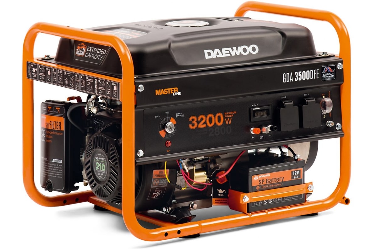 Генератор газовый Daewoo GDA 3500DFE кВт 220В ручной/электро