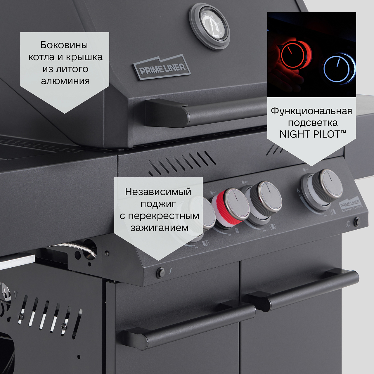 Гриль газовый PRIMELINER комплектация DELUX 3B