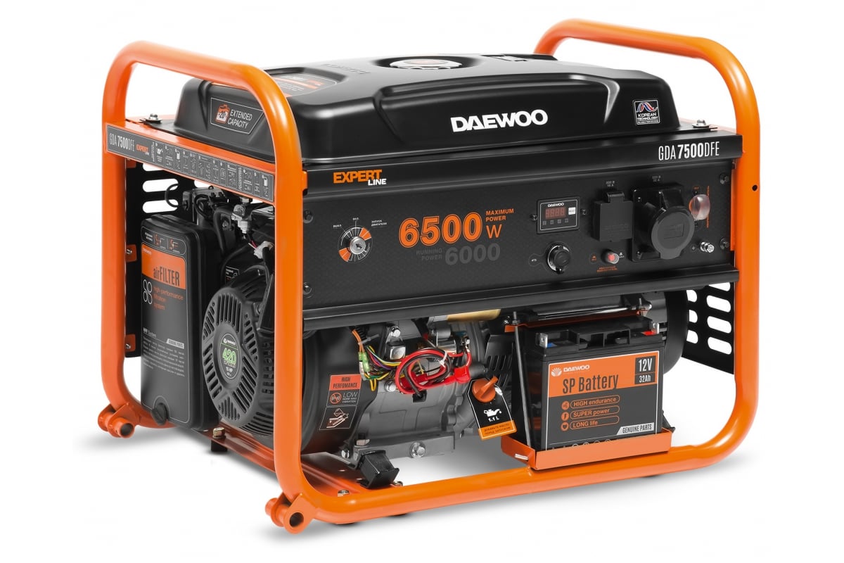 Генератор газовый Daewoo GDA 7500DFE кВт 220В ручной/электро