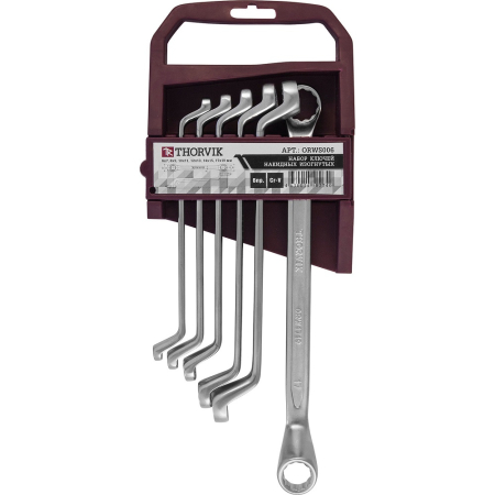 Набор ключей гаечных накидных изогнутых THORVIK (6шт/6-19мм/75°) 52018