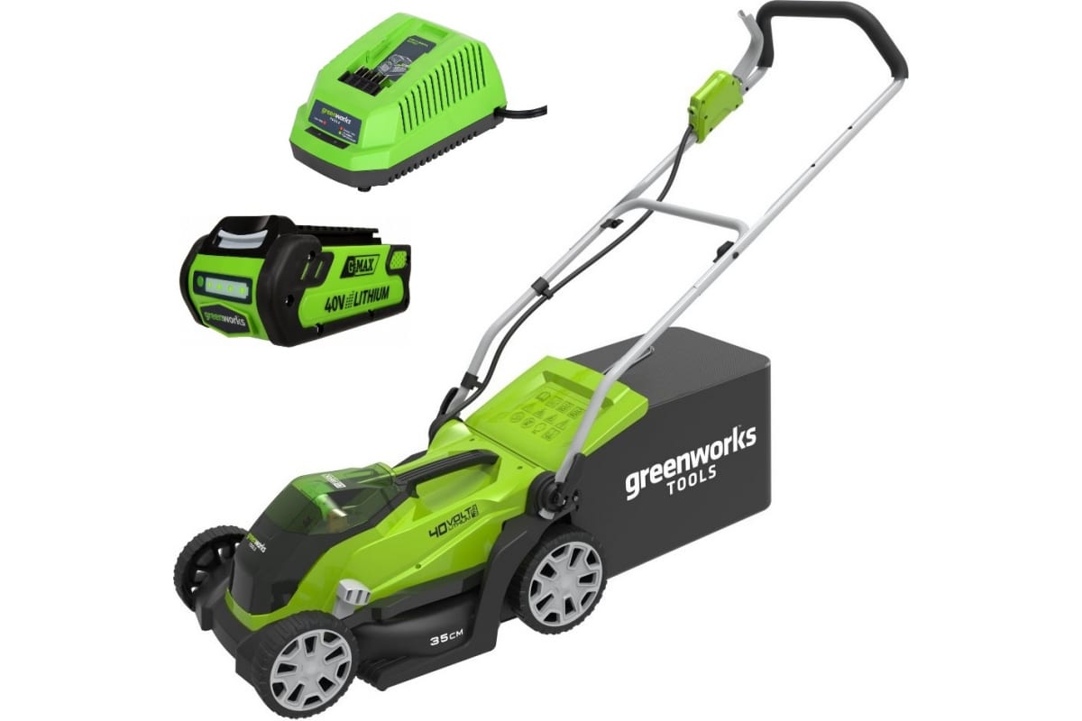Газонокосилка аккумуляторная Greenworks G40LM35K2 40V 2501907UA