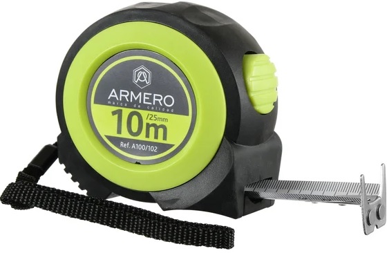 Рулетка строительная с автоблокировкой Armero (10м/25мм) A100/102