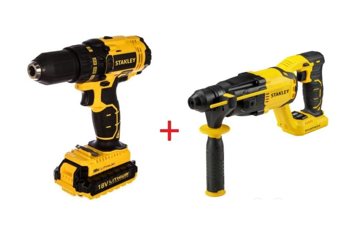 Набор инструмента аккумуляторный Stanley SCD20S2K + SDS-plus SBR20-RU