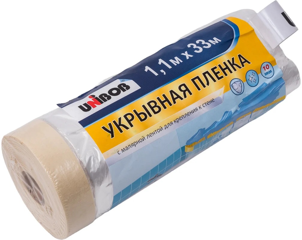 Пленка защитная с малярной лентой Unibob (1,1х33м, 1/25) 211781