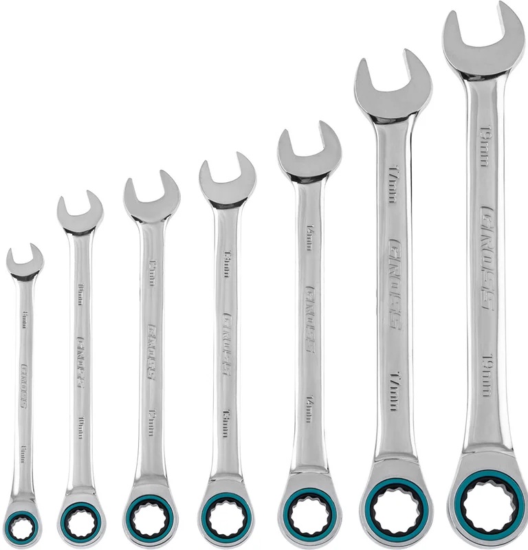 Набор ключей комбинированных с трещоткой Gross (7шт) 14890