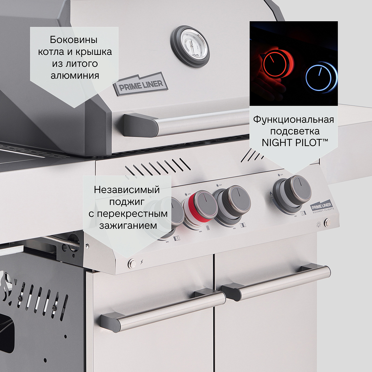 Газовый гриль PRIMELINER S class 3B комплектация DELUXE