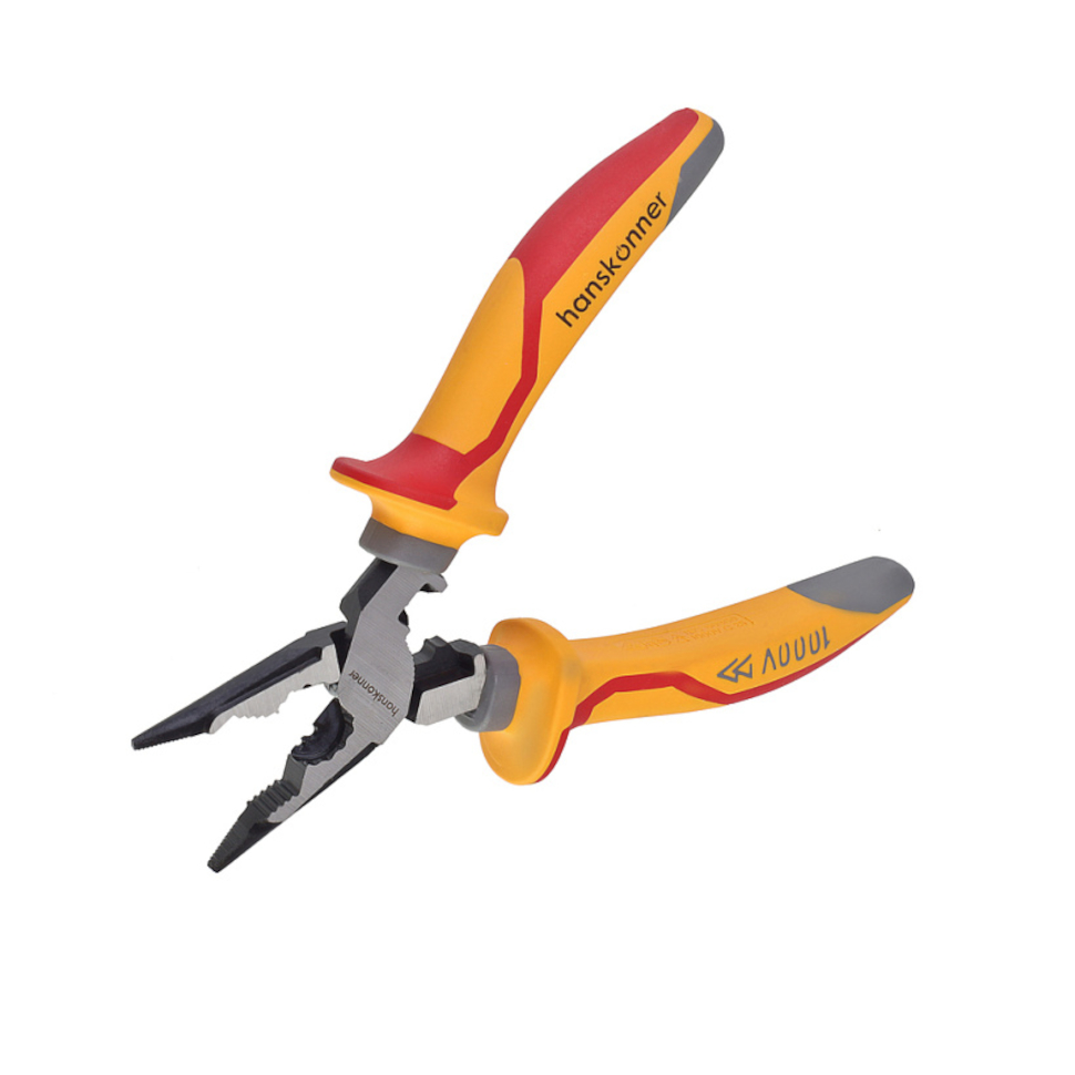 Длинногубцы диэлектрические Hanskonner с эксцентрикованным шарниром, стриппер 200мм HK1020-03-3-200