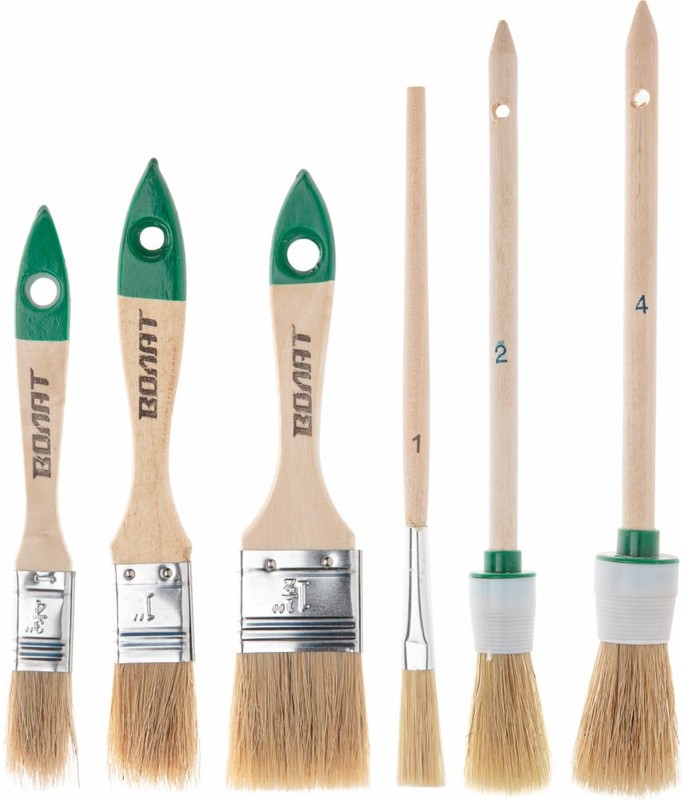 Набор кистей универсальный с натуральной щетиной Волат (6шт) 10704-06