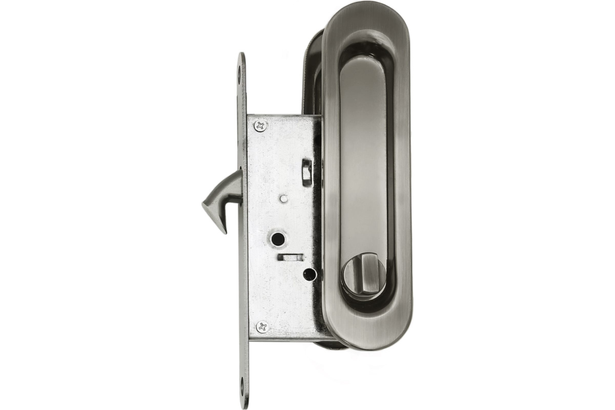 Ручка с замком для раздвижных дверей Vettore L 030 SN сатин 20492